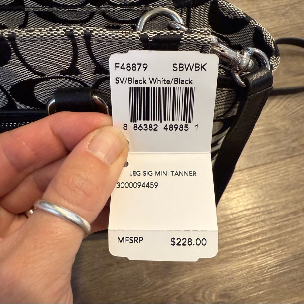 Coach Signature Legacy Mini Tanner Black & White Tote Bag - Picture 8 of 8